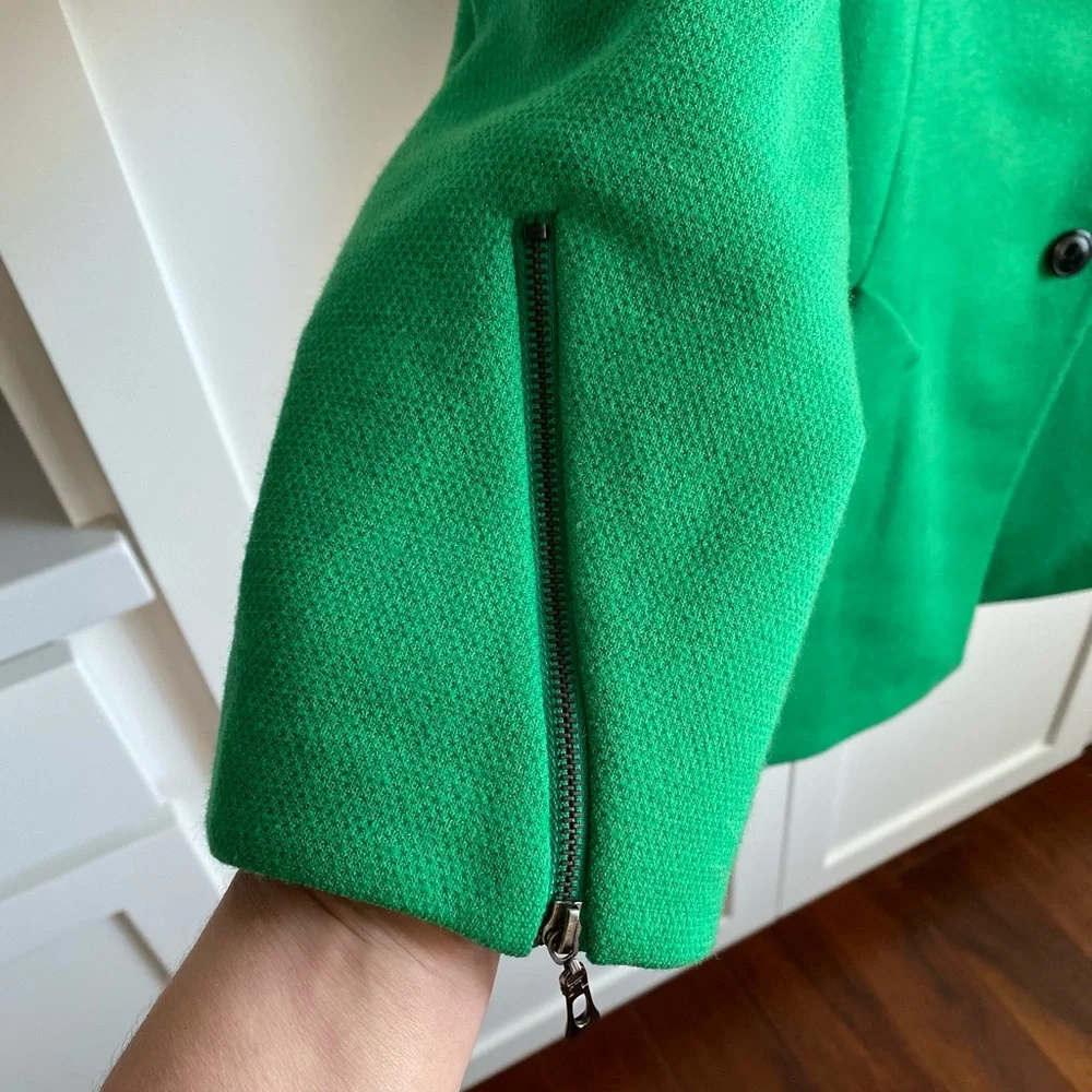 Green Asymetrical Button Up Blazer / Pea Coat | Foreign Brand | Medium Size Fit - Picture 7 of 9